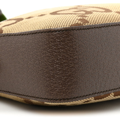 Gucci Monogram Jumbo GG Textured Dollar Calfskin Web Messenger Shoulder Bag Camel Ebony New Acero 10 of 15