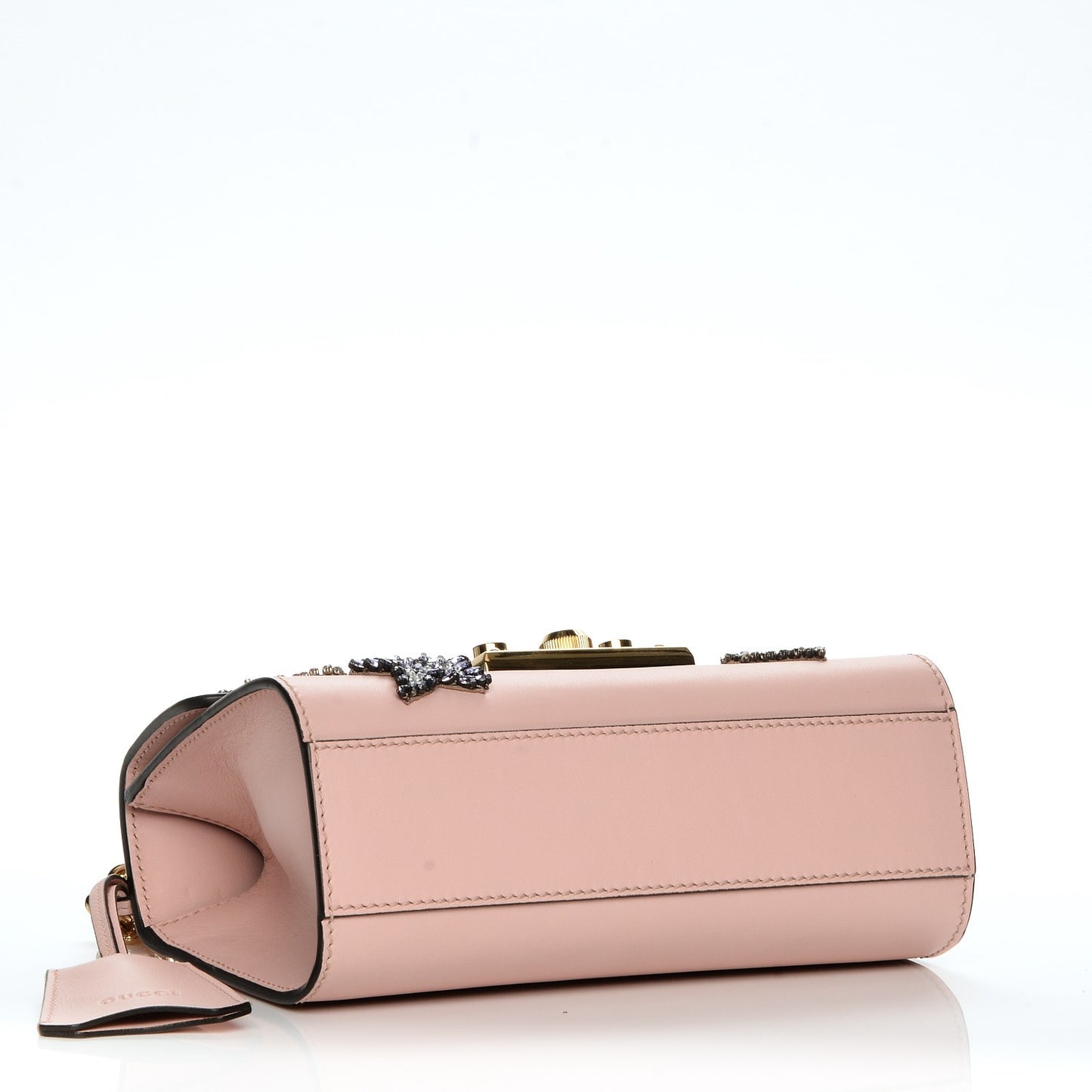 Calfskin Crystal Star Embroidered Small Padlock Shoulder Bag Perfect Pink Multicolor