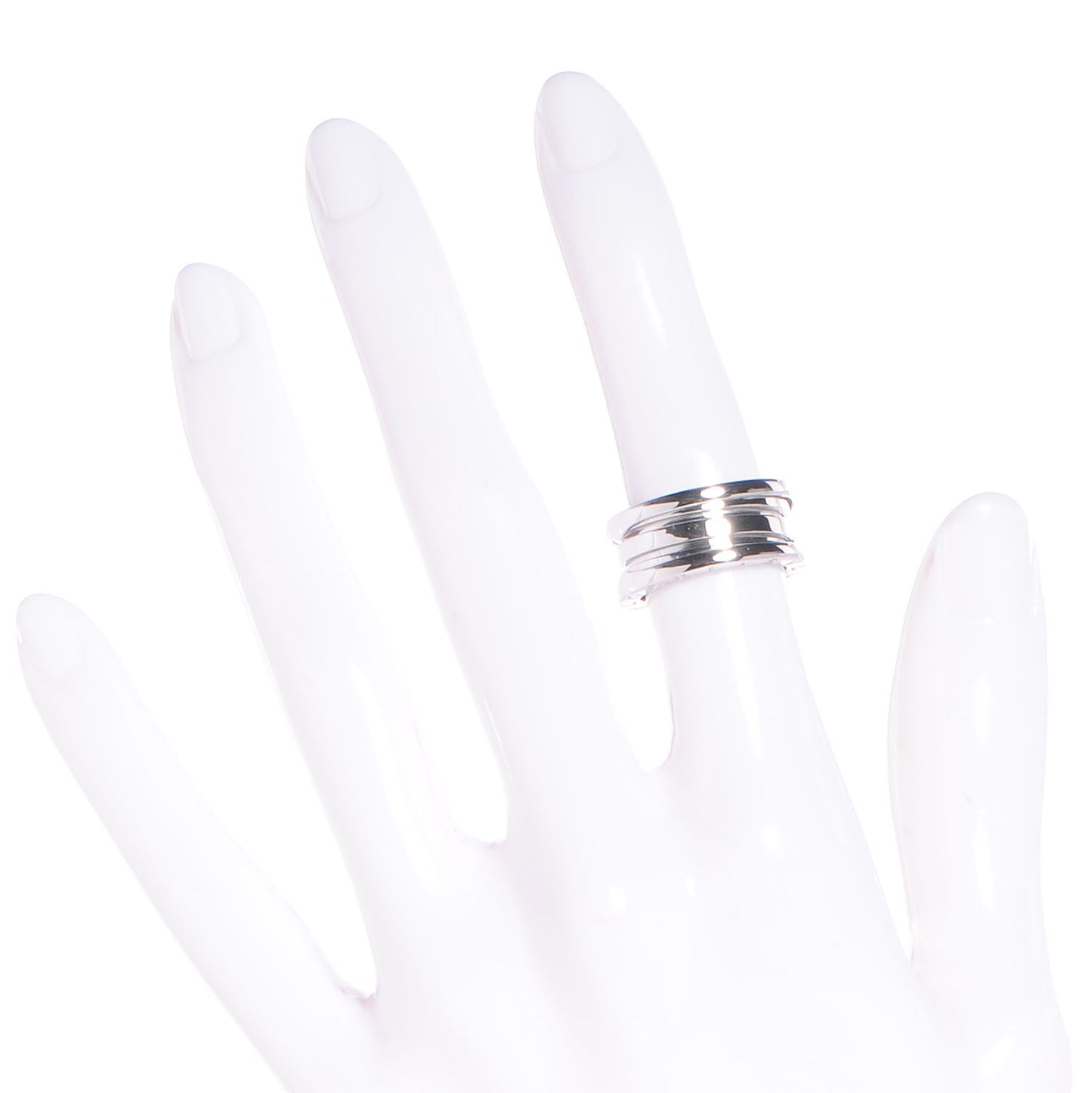 18K White Gold B.Zero1 Three-Band Ring 49 5