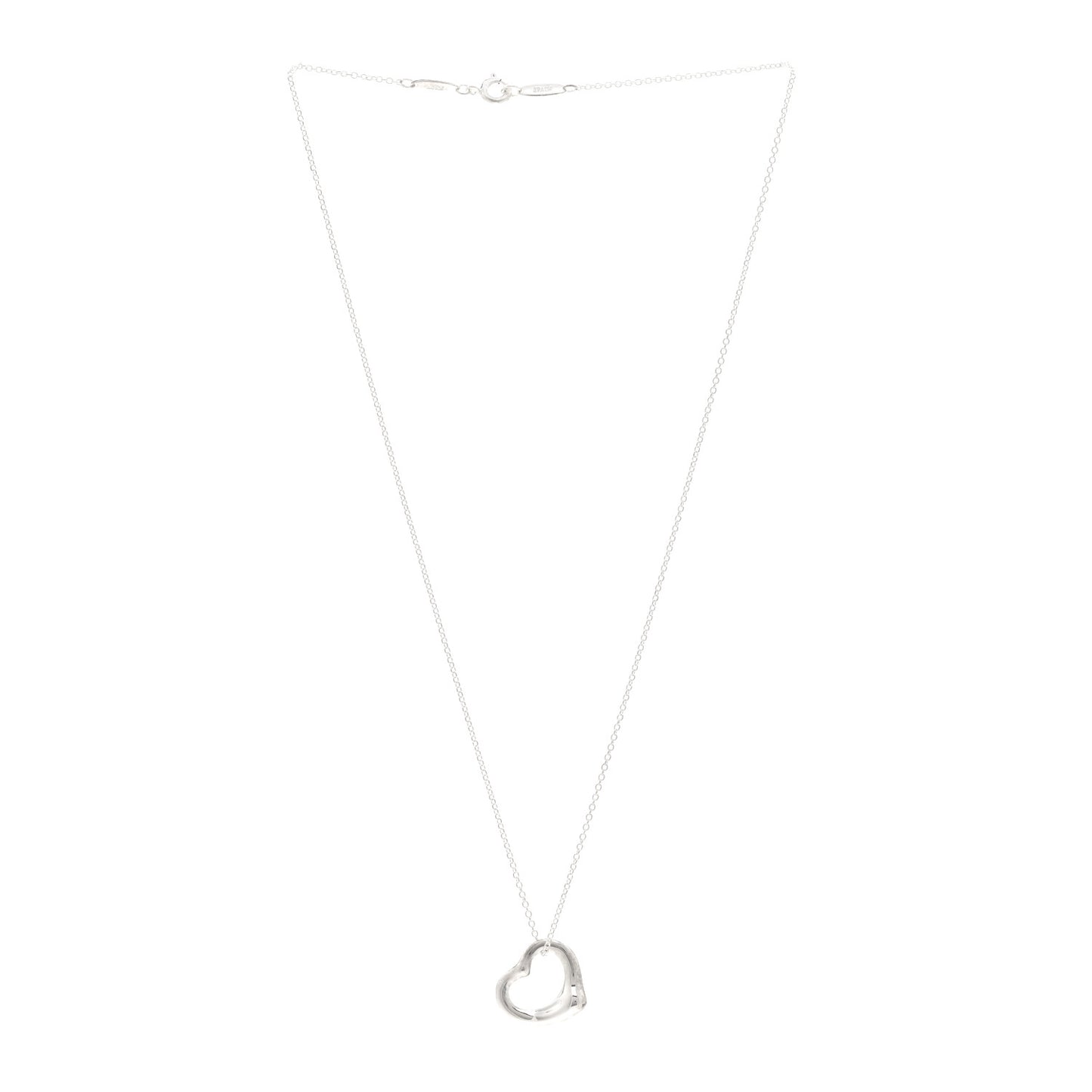 Sterling Silver 16mm Elsa Peretti Open Heart Pendant Necklace