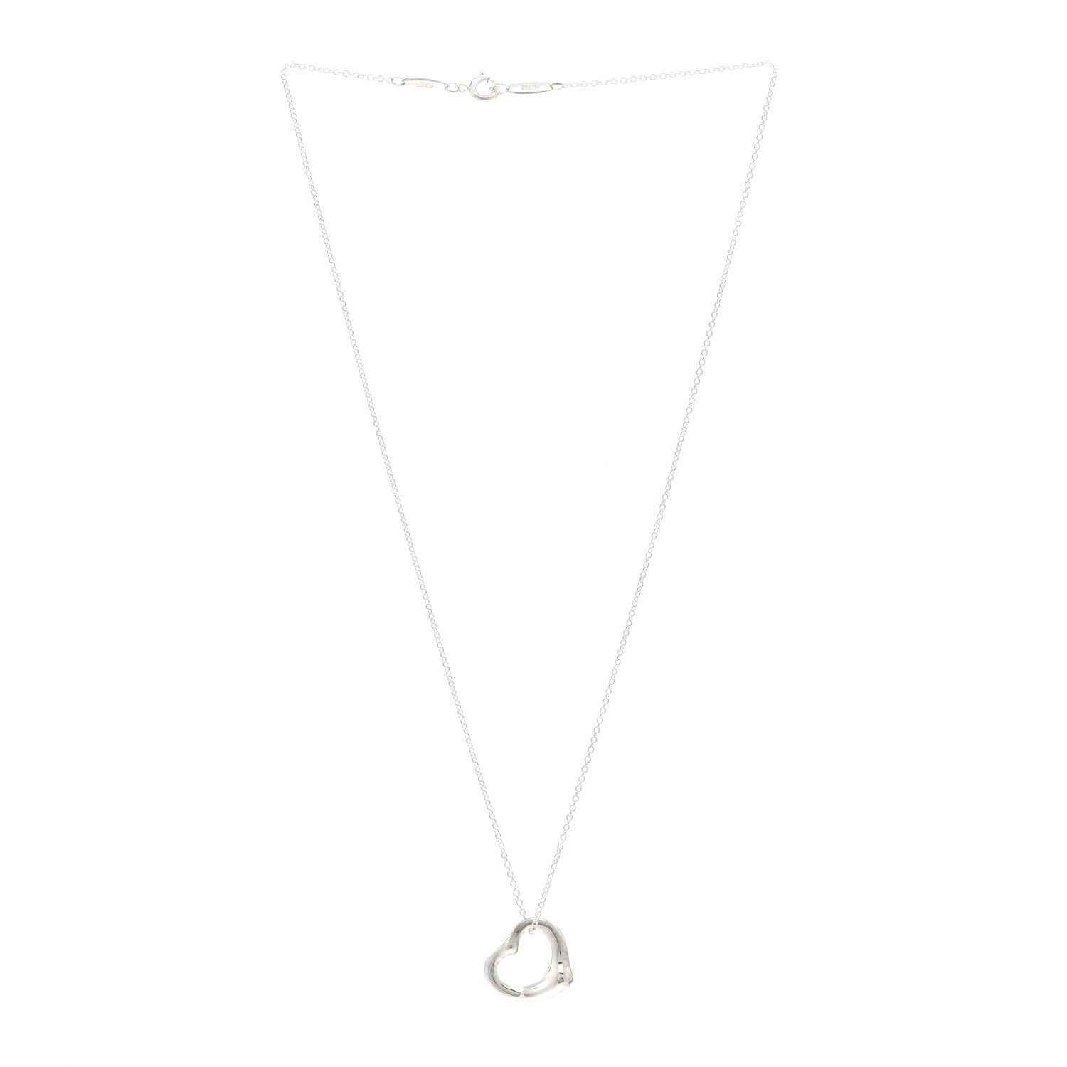 Tiffany Sterling Silver 16mm Elsa Peretti Open Heart Pendant Necklace 3 of 4