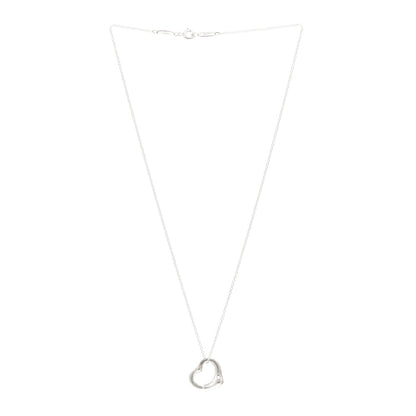 Tiffany Sterling Silver 16mm Elsa Peretti Open Heart Pendant Necklace 3 of 4