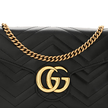 Gucci Calfskin Matelasse GG Marmont Chain Wallet Black 8 of 12