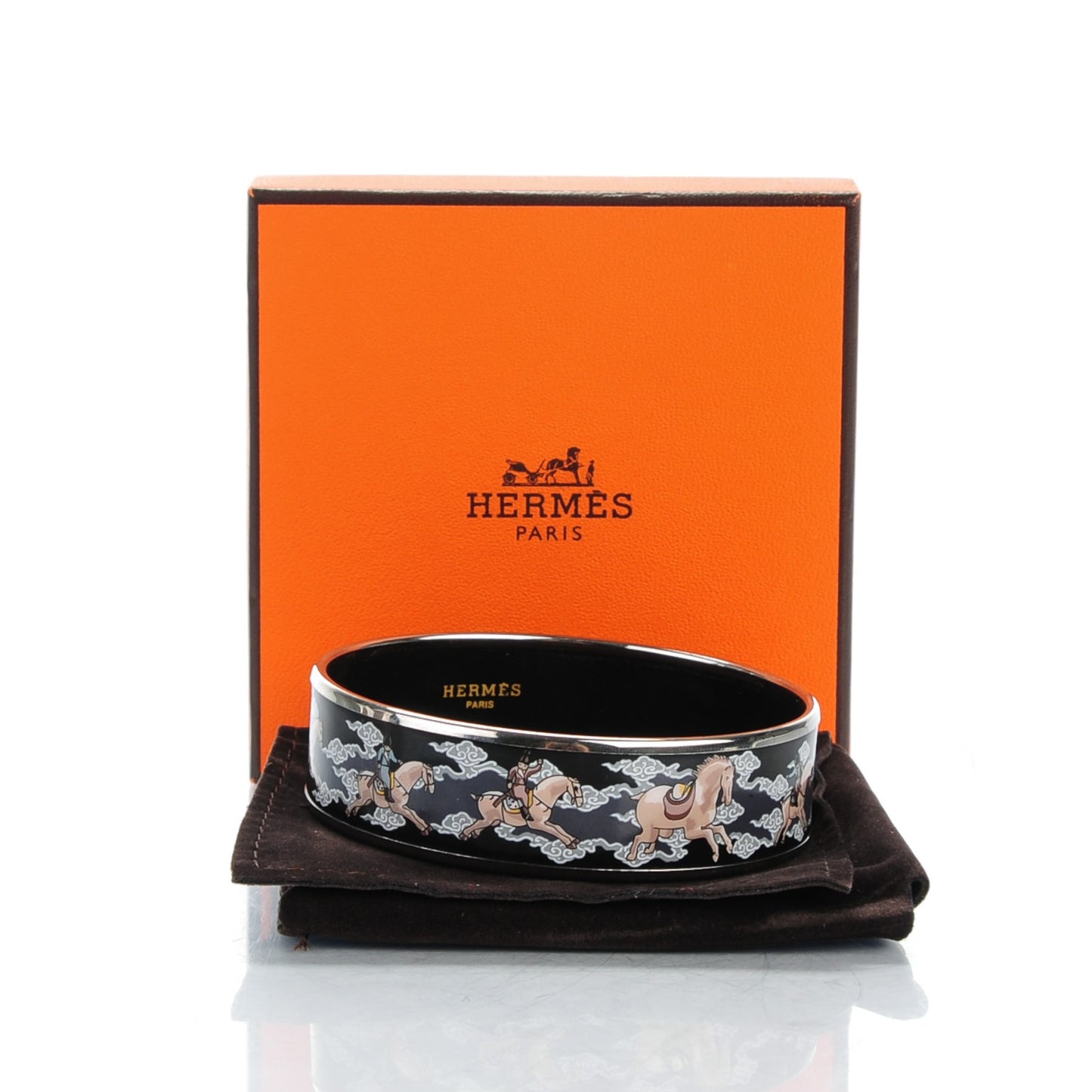 Enamel Printed Wide Galop Volant Bracelet 70 Black