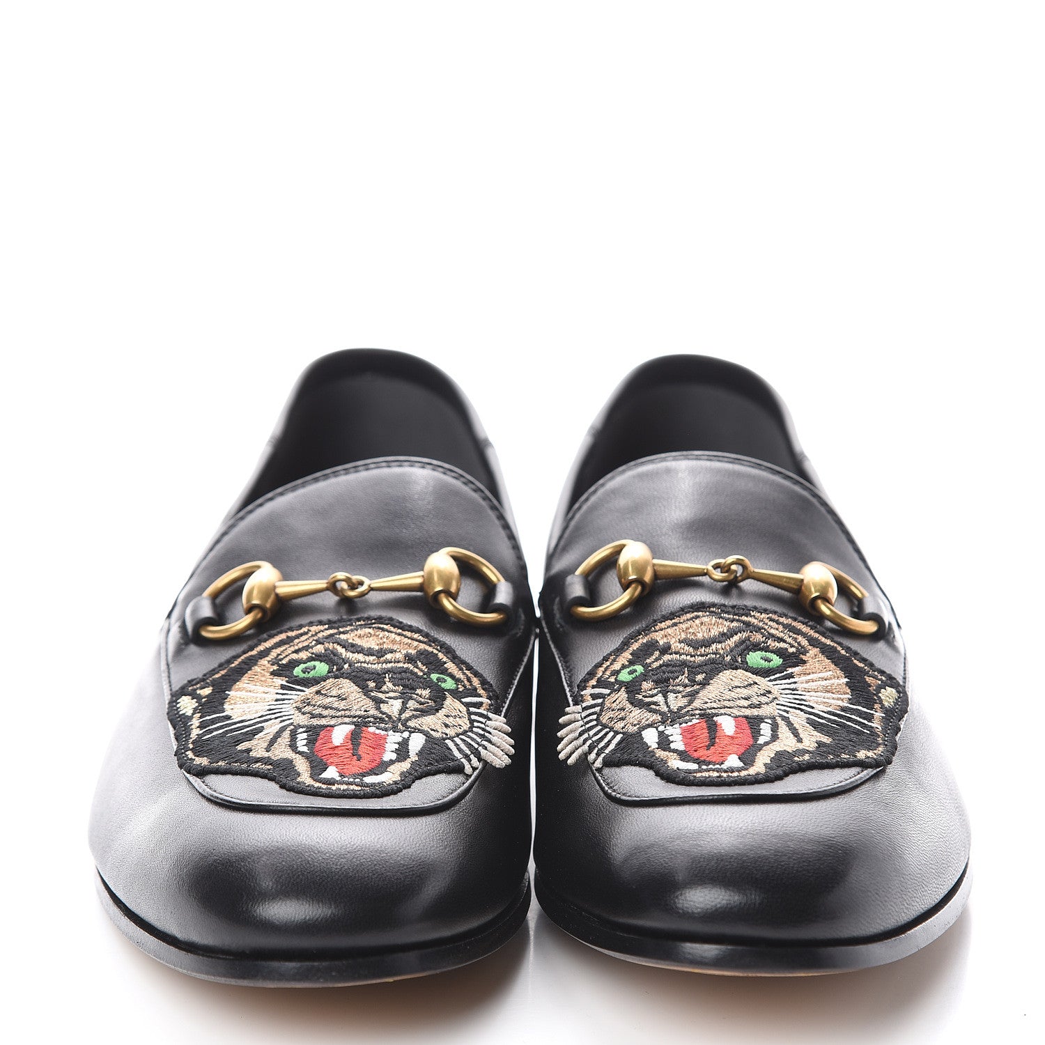Gucci Goatskin Tiger Embroidered Mens Horsebit Loafers 8.5 Black 2 of 7