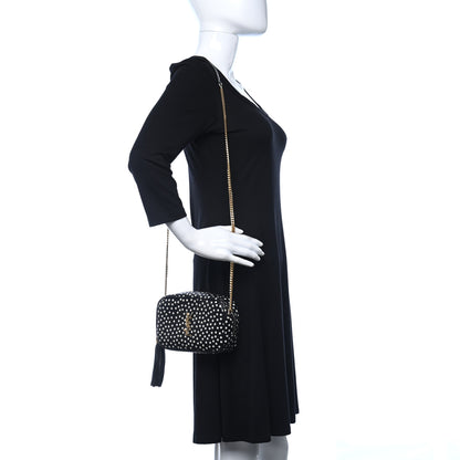 Saint Laurent Calfskin Printed Polka Dot Mini Lou Camera Bag Black Crema Soft 2 of 11