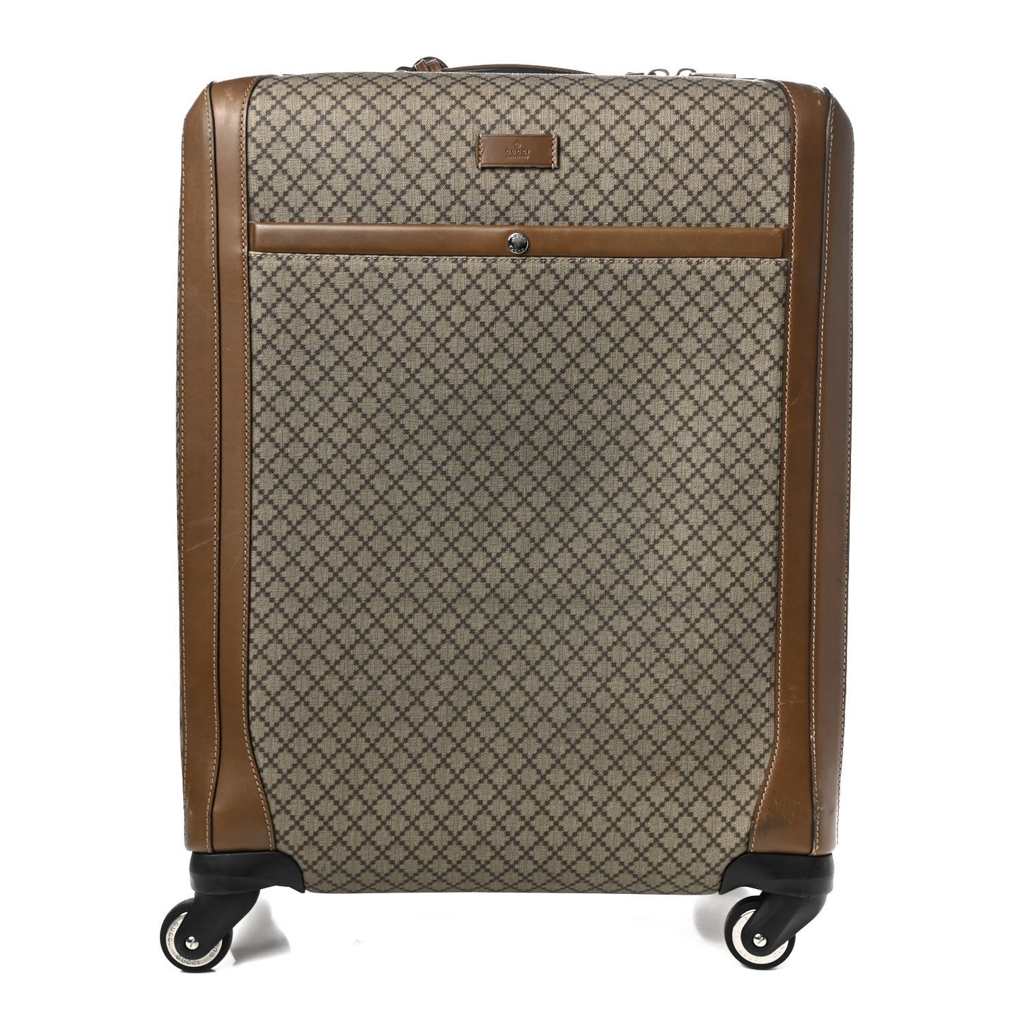 Diamante Plus Four Wheel Trolley Suitcase Brown