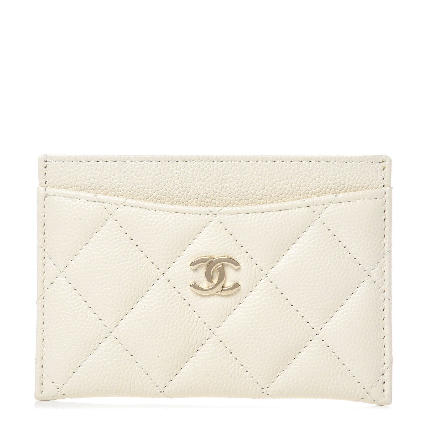 Caviar Quilted Card Holder White