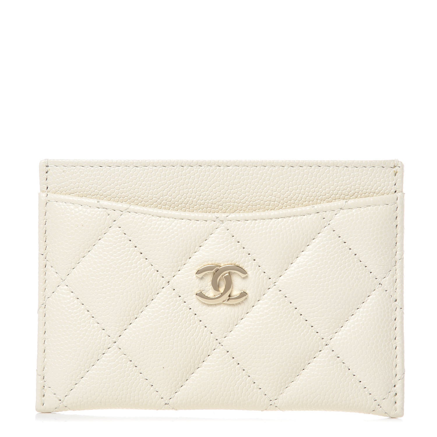 Chanel Caviar Quilted Card Holder White 1 of 9