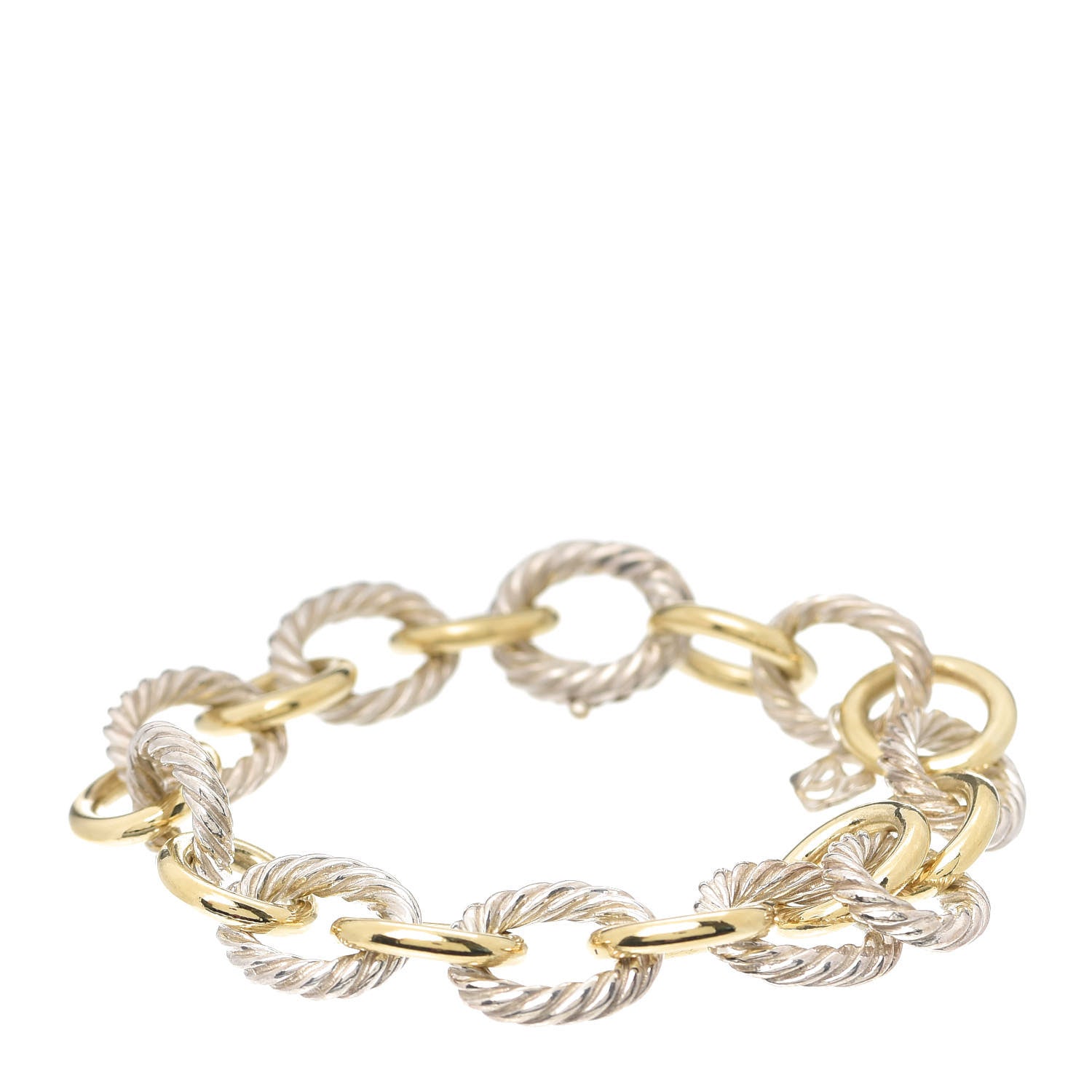 David Yurman Sterling Silver 18K Yellow Gold 12mm Large Oval Link Bracelet 1 of 5