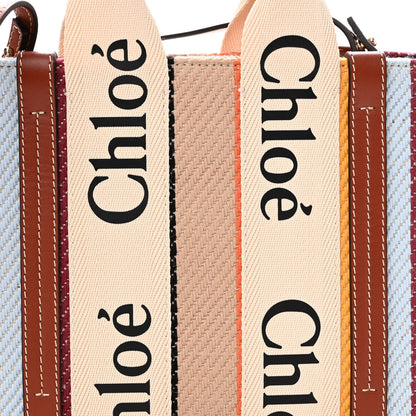 Chloe Cotton Calfskin Small Woody Striped Ribbon Tote Multicolor 7 of 10