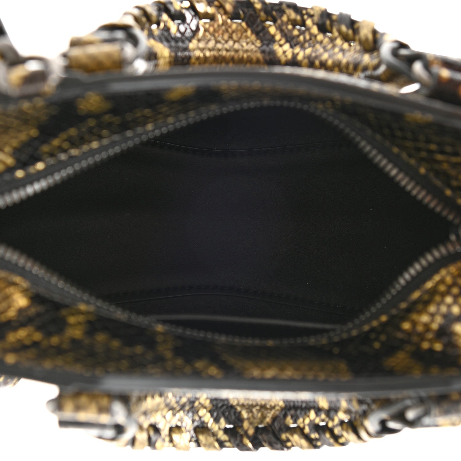 Balenciaga Grained Calfskin Snake Effect Neo Classic Silver Hardware Mini City Gold Black 5 of 8
