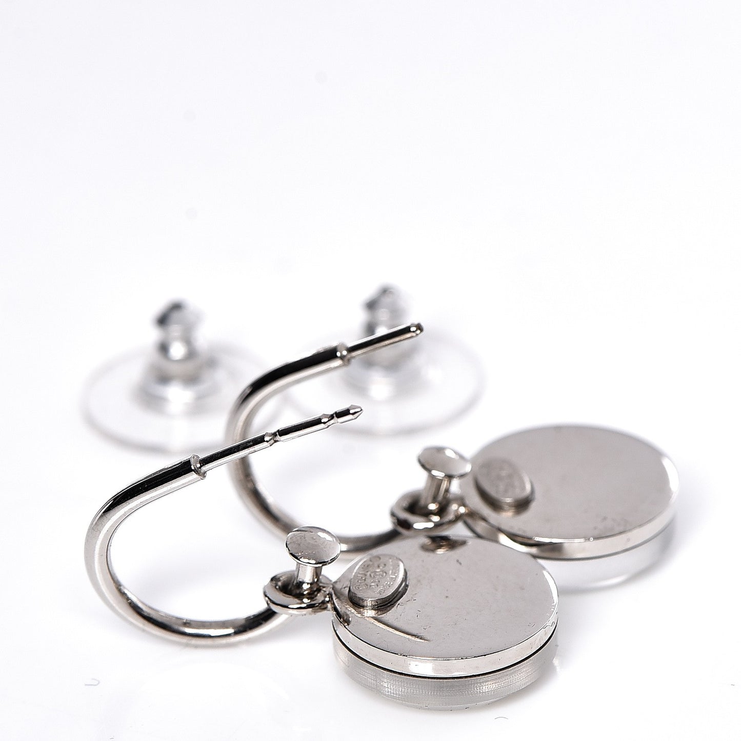 Mirror Resin CC Hoop Earrings Silver