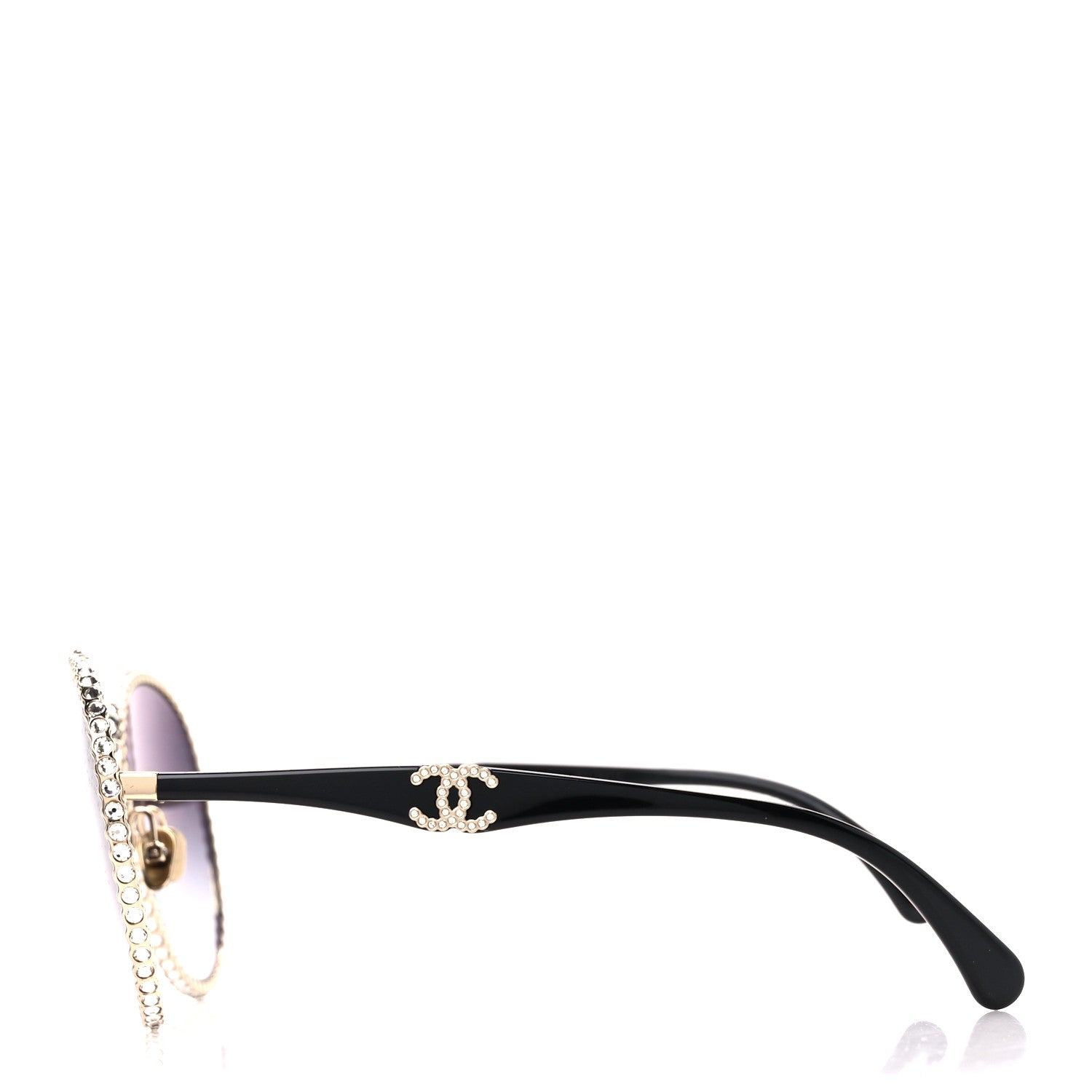 Chanel Metal Strass Round Sunglasses 71430 Gold 4 of 7