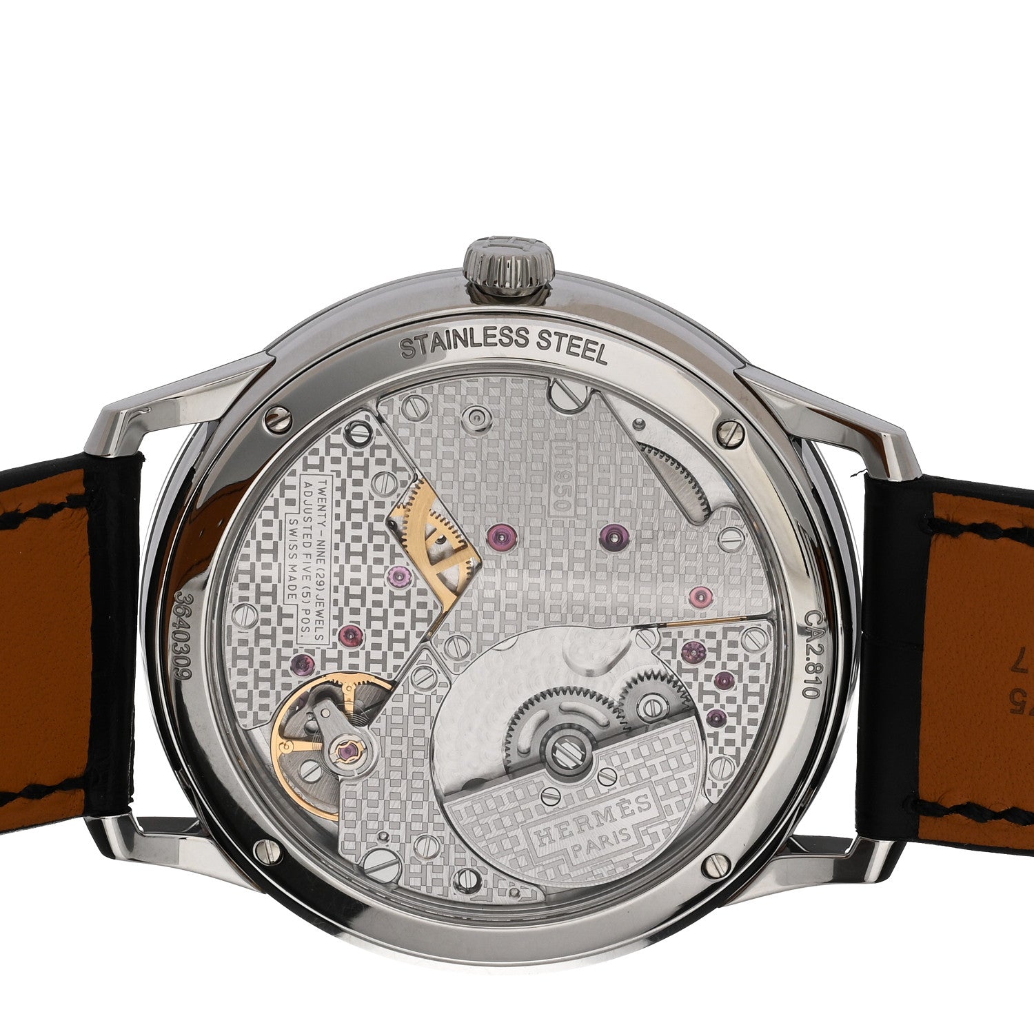Hermes Stainless Steel Alligator 39.5mm Slim d'Hermes Automatic Watch Noir 4 of 5