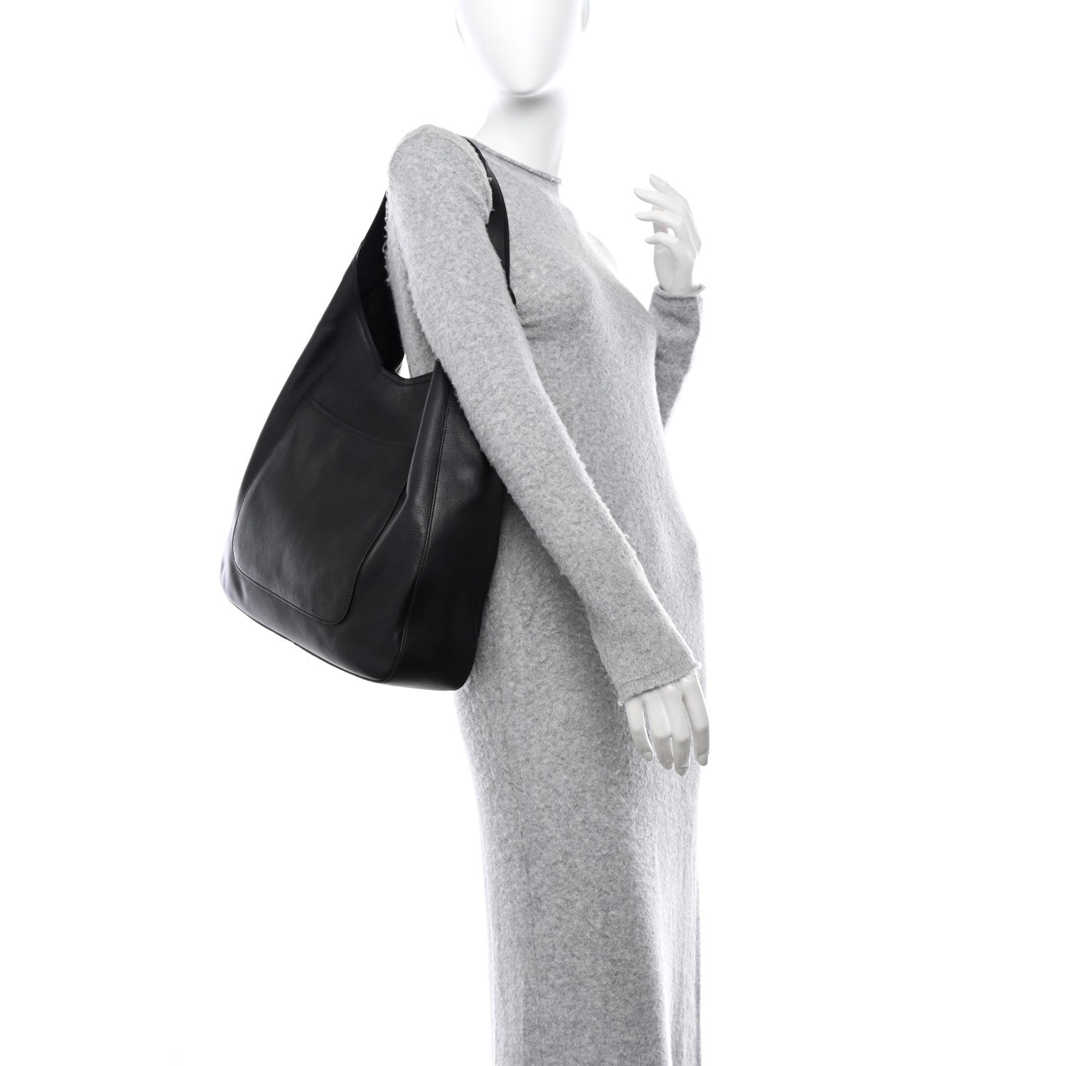 Prada Vitello Corsica Pocket Hobo Bag Black 2 of 13