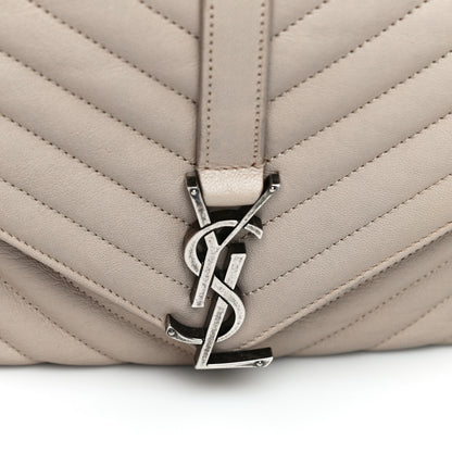 Saint Laurent Sheepskin Matelasse Chevron Monogram Medium College Bag Rose Antic 14 of 17