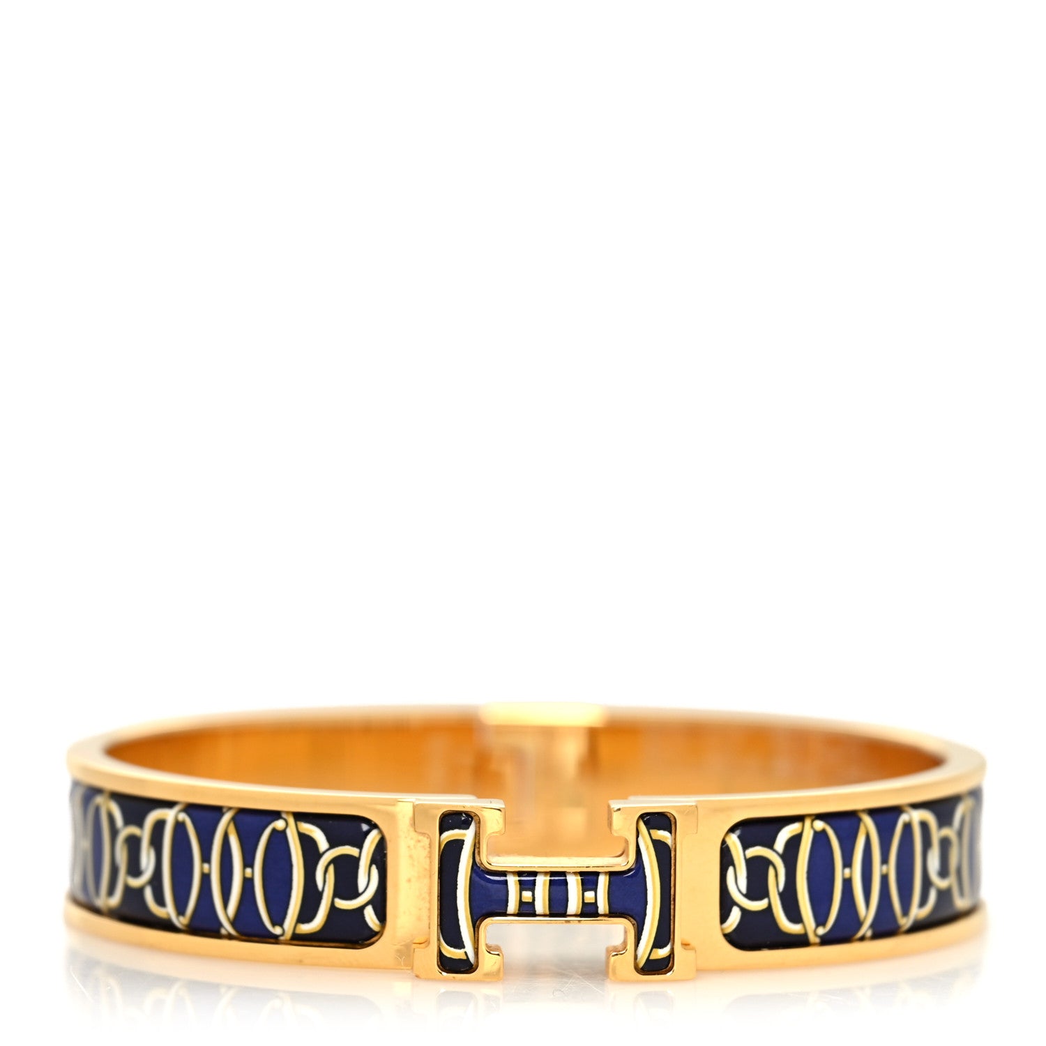 Hermes Enamel Narrow Print Clic Clac H Bracelet GM Marine Classique 1 of 5