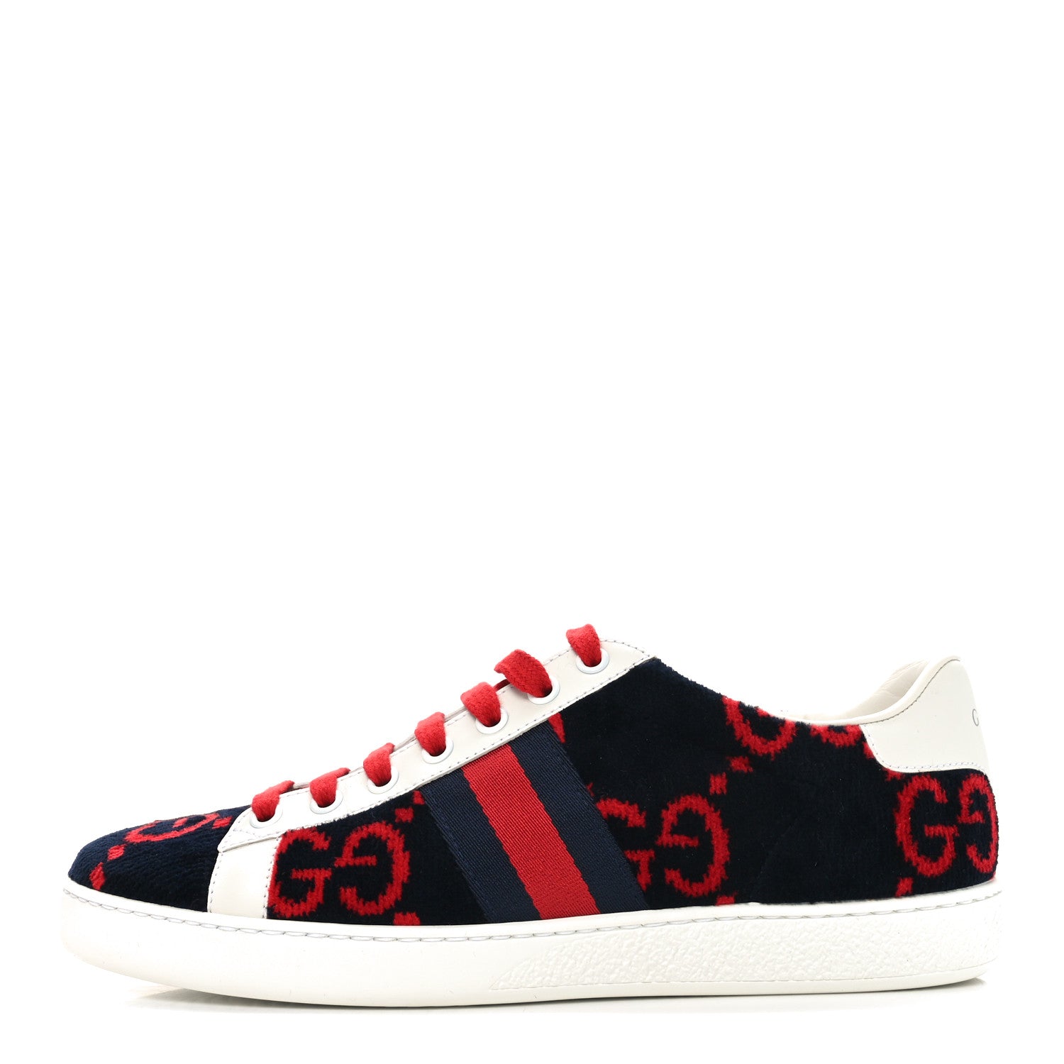 Gucci Terry Cloth GG Monogram Web Womens Ace Sneakers 37.5 Blue Red 1 of 9