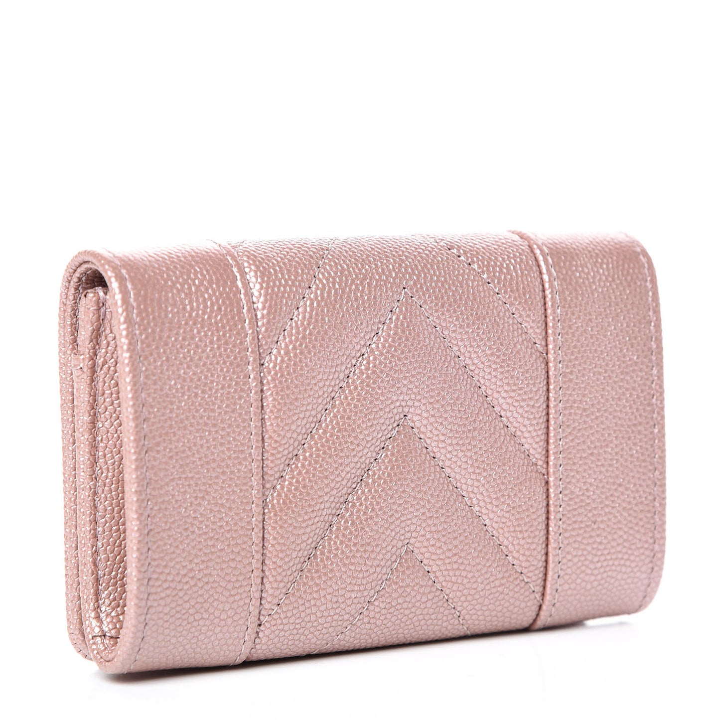 Metallic Caviar Chevron Quilted Vintage Mademoiselle Card Holder Pink