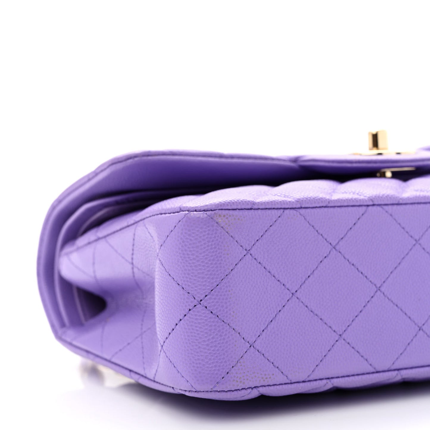 Caviar Quilted Small Double Flap Purple