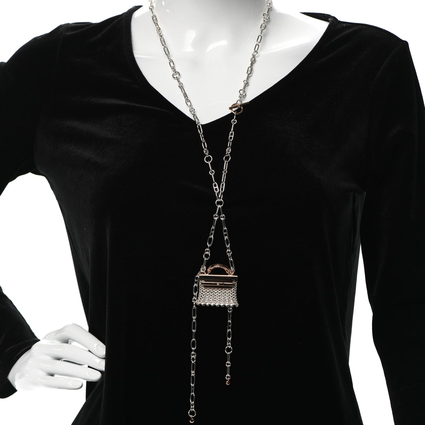 Sterling Silver 18K Rose Gold Precieux Kelly Long Necklace