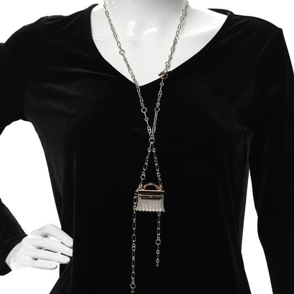 Hermes Sterling Silver 18K Rose Gold Precieux Kelly Long Necklace 2 of 5