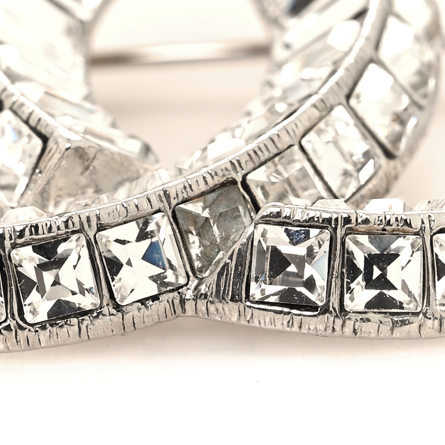 Baguette Crystal CC Brooch Silver
