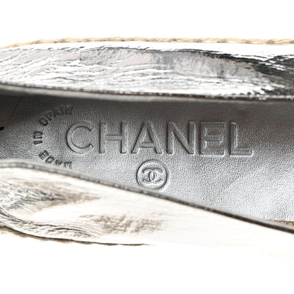 Chanel Laminated Goatskin CC Espadrilles 39 Silver 6 of 9