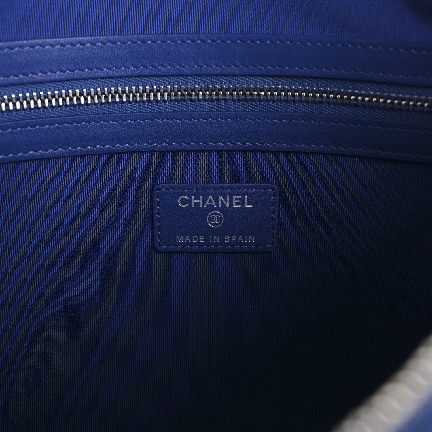 Chanel Lambskin Quilted Medium Cosmetic Case Blue 6 of 9