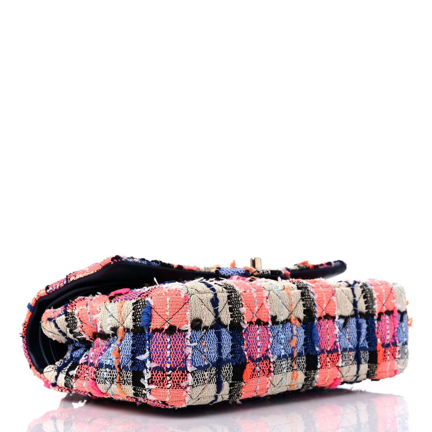 Tweed Quilted Medium Double Flap Blue Orange Yellow