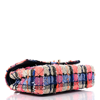 Chanel Tweed Quilted Medium Double Flap Blue Orange Yellow 4 of 9
