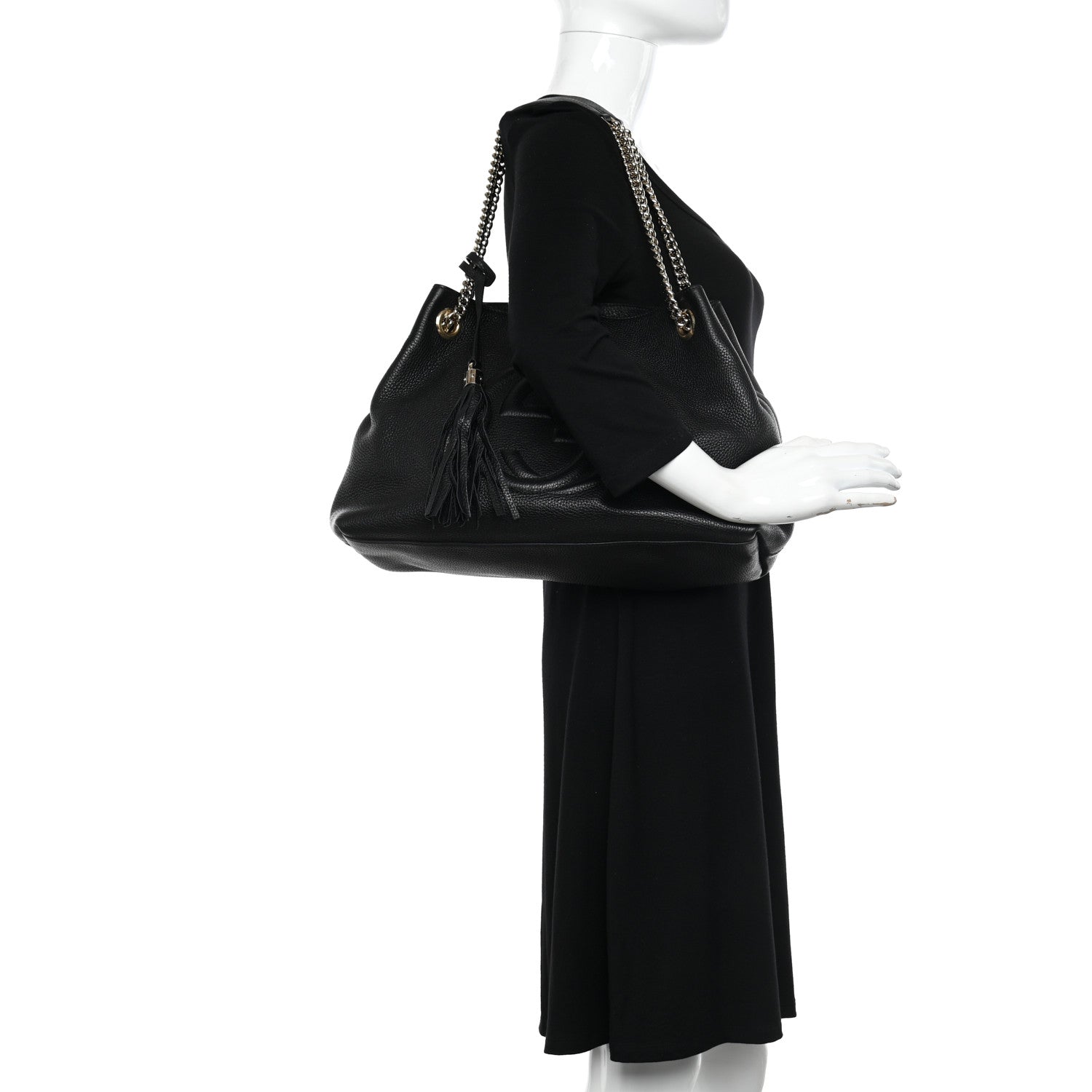 Gucci Pebbled Calfskin Medium Soho Chain Shoulder Bag Black 2 of 12