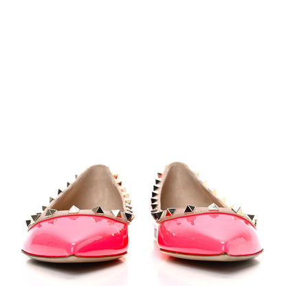 Valentino Garavani Patent Nappa Rockstud Ballerina Flats 39.5 Fuxia Fluo Poudre 2 of 8