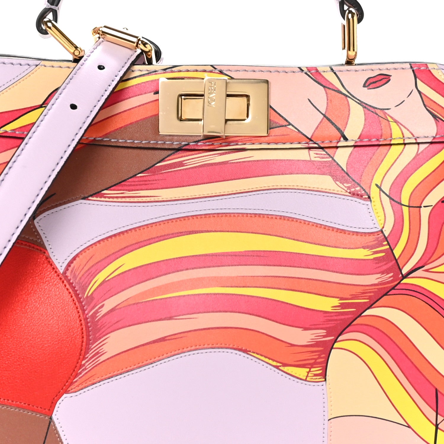 Fendi Vitello Seta Shiny Nappa Dancing Girls Inlay Small Peekaboo I SEE U Satchel Anemone Multicolor 9 of 11