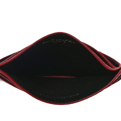Saint Laurent Grain De Poudre Matelasse Chevron Monogram Credit Card Case New Red 5 of 11