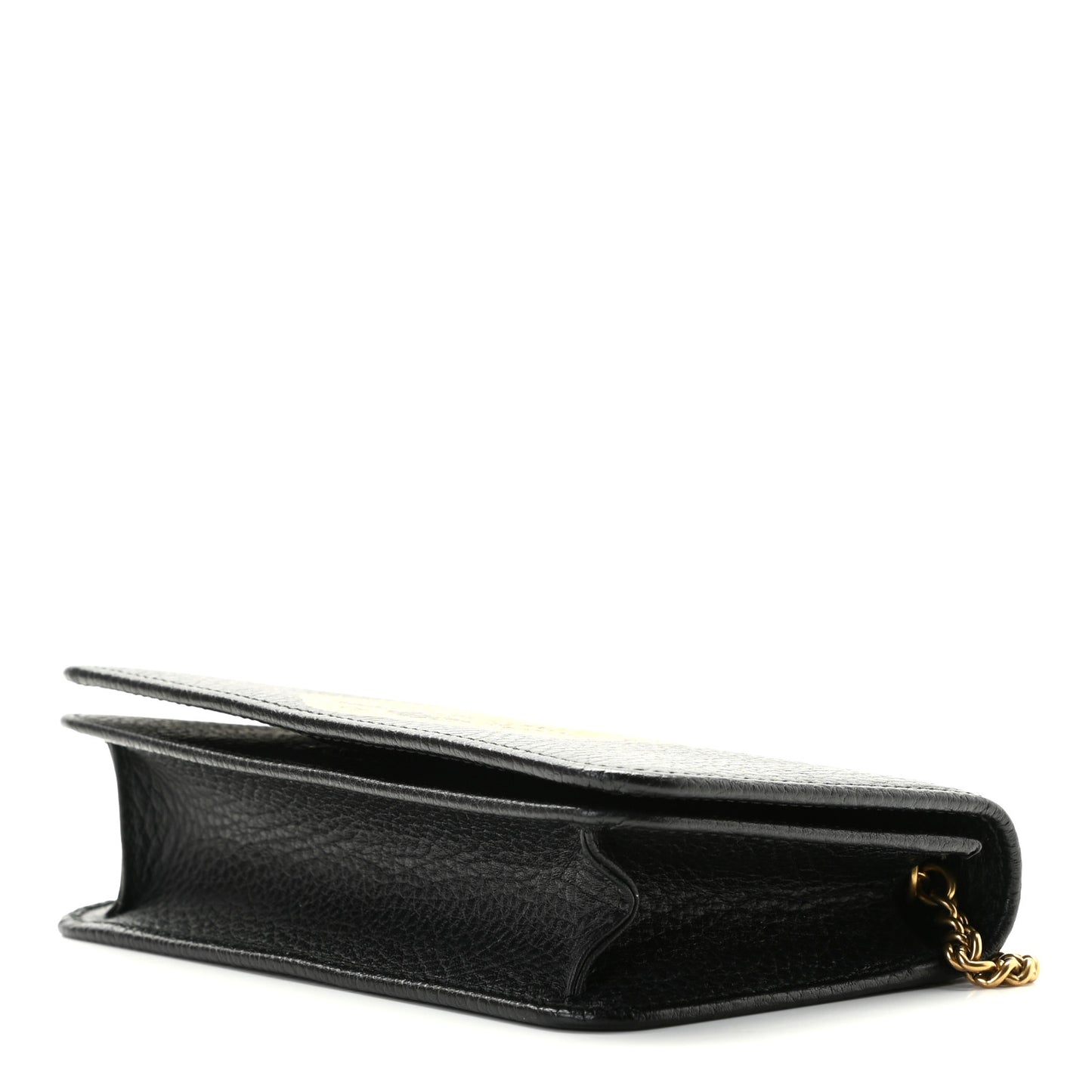 Dollar Calfskin Garden Mystic Cat Chain Wallet Black