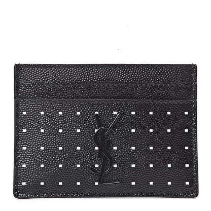Saint Laurent Grain De Poudre Geo Print Monogram Credit Card Case Black White 1 of 8