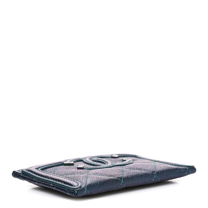 Chanel Iridescent Caviar Quilted Filigree Card Holder Dark Turquoise 4 of 8