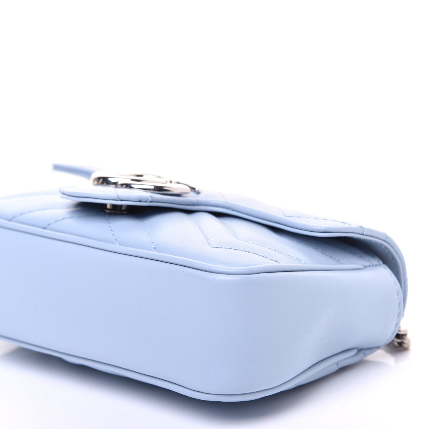 Calfskin Matelasse Super Mini GG Marmont Shoulder Bag Porcelain Light Blue