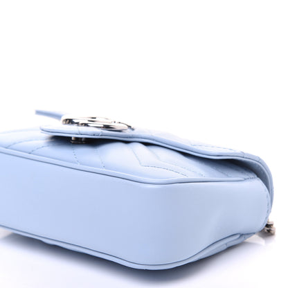 Gucci Calfskin Matelasse Super Mini GG Marmont Shoulder Bag Porcelain Light Blue 7 of 11