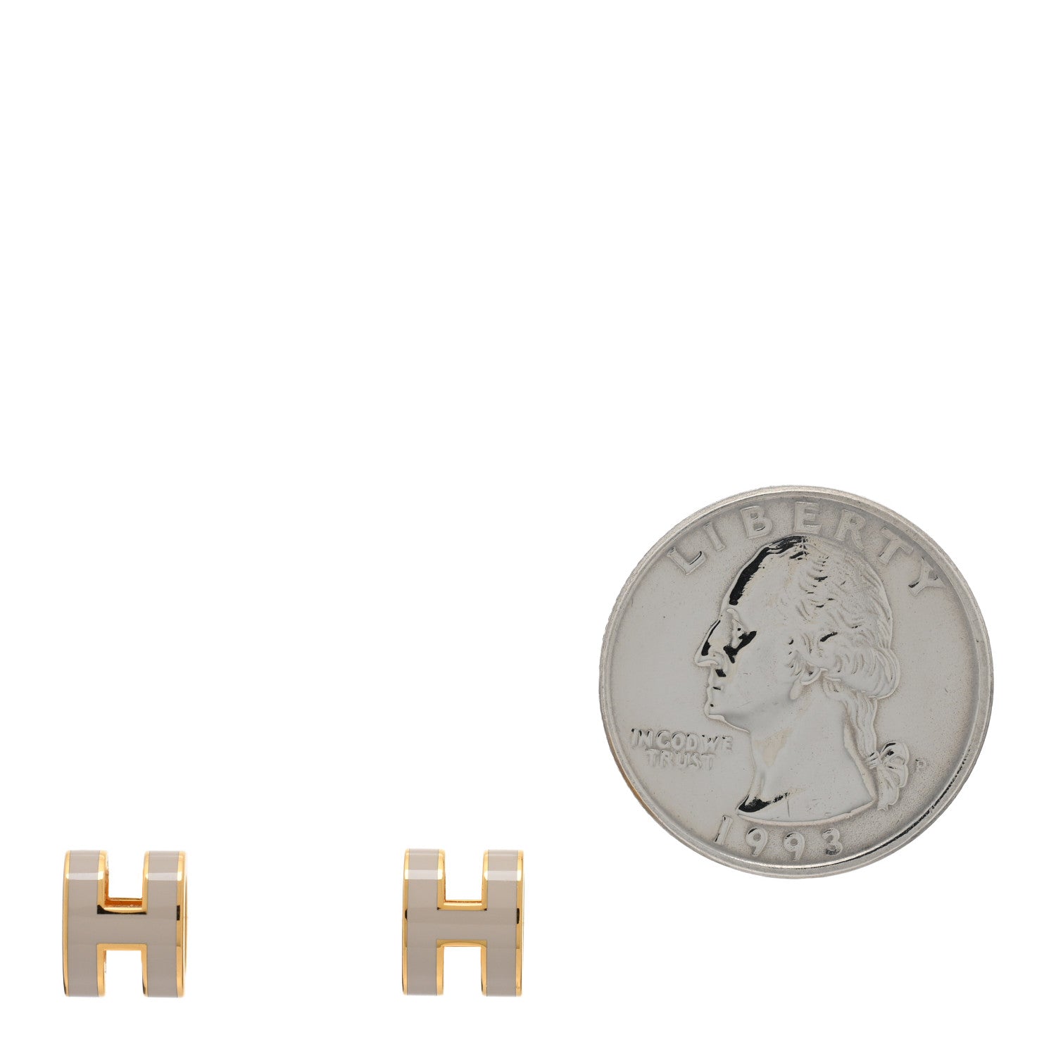 Hermes Gold Lacquered Mini Pop H Earrings Marron Glace 2 of 4