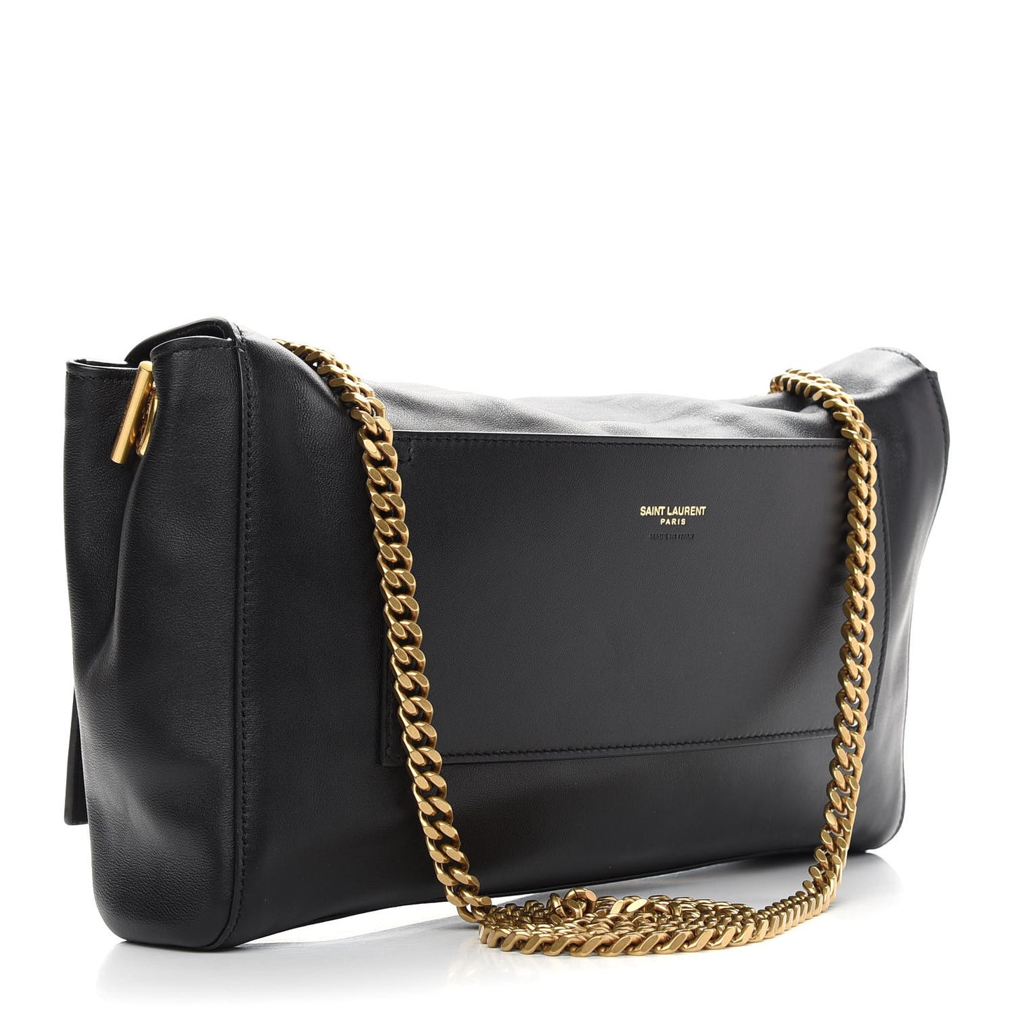 Smooth Calfskin Suede Medium Reversible Monogram Kate Satchel Black