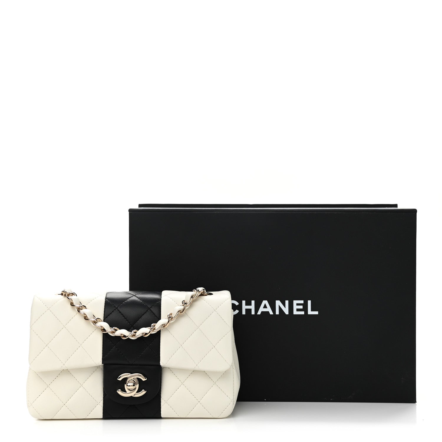 Chanel Lambskin Quilted Mini Rectangular Flap White Black 11 of 11