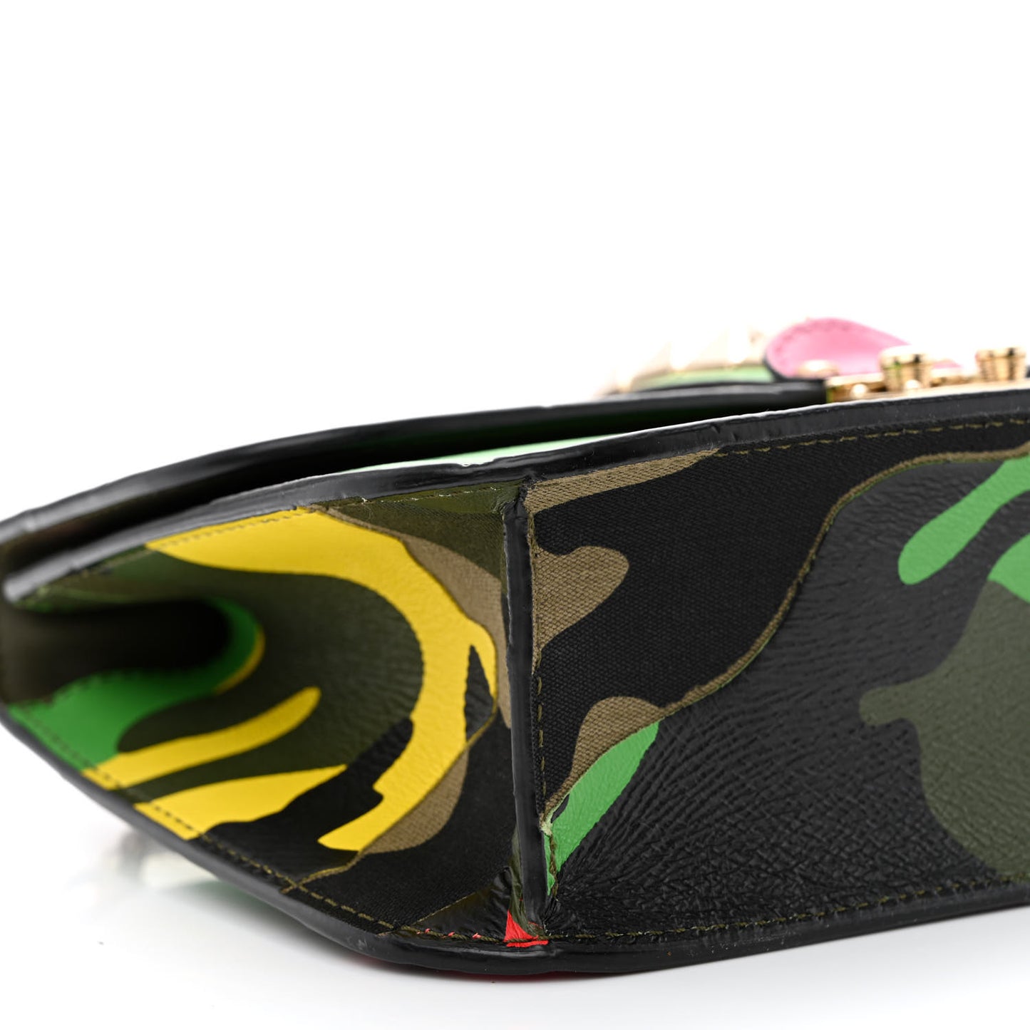 Nappa Canvas Camouflage Medium Glam Lock Rockstud Flap Multicolor