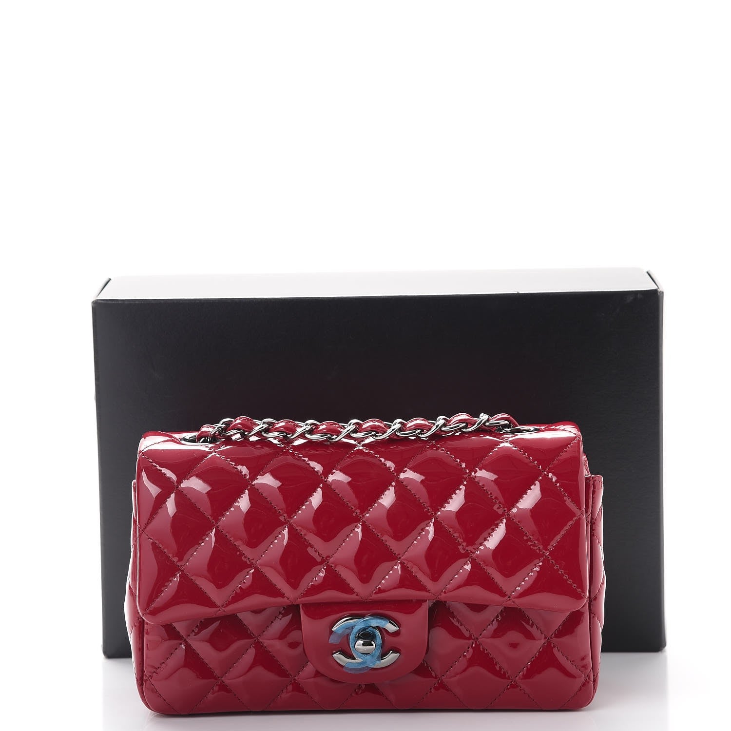 Chanel Patent Calfskin Quilted Mini Rectangular Flap Red 8 of 8