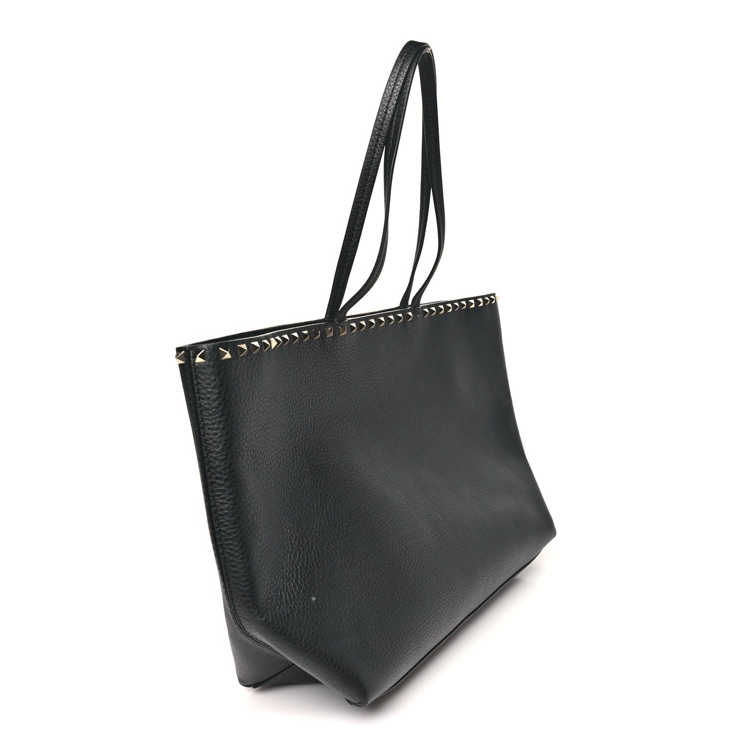 Valentino Garavani Grained Calfskin Rockstud Shoulder Tote Black 3 of 9