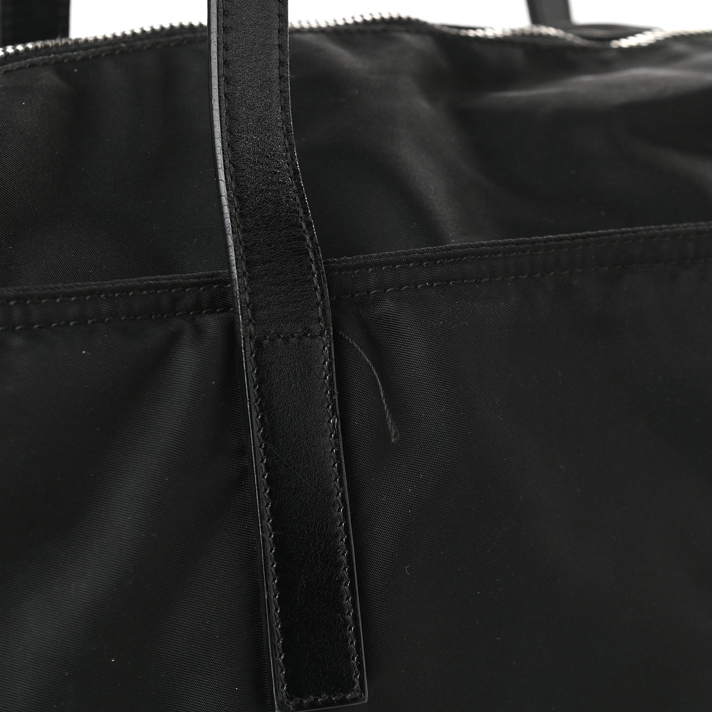Tessuto Nylon Calfskin Shopping Tote Black