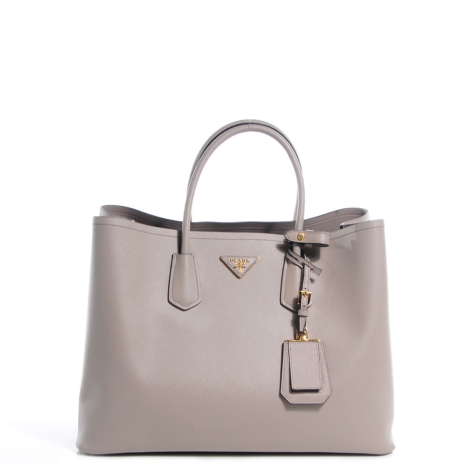 Prada Saffiano Cuir Large Double Bag Pomice 1 of 9