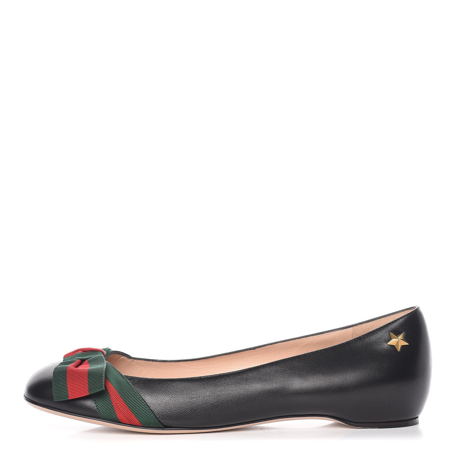 Gucci Calfskin Web Ballerina Flat 39.5 Black 1 of 9
